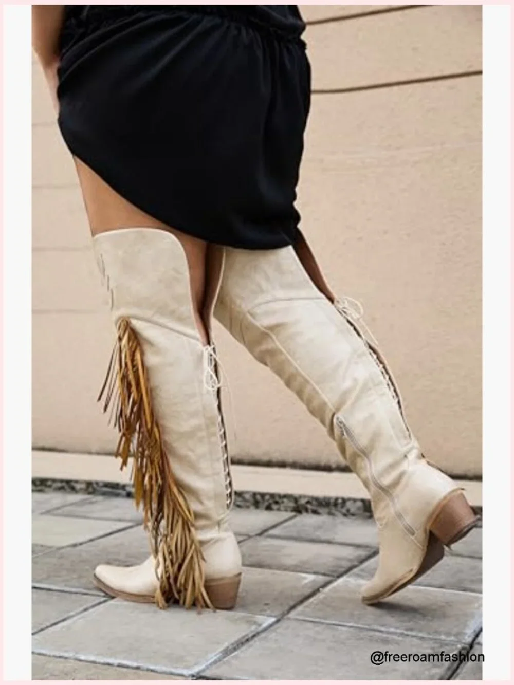 Over Knee Cowboy Boots with Fringe Thigh High Cowgirl Boots